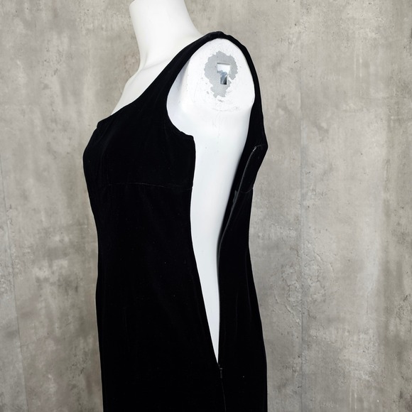 Vintage 90s Episode Black Velvet Evening Gown Square Neck Maxi‎ Cocktail Dress - Picture 10 of 11